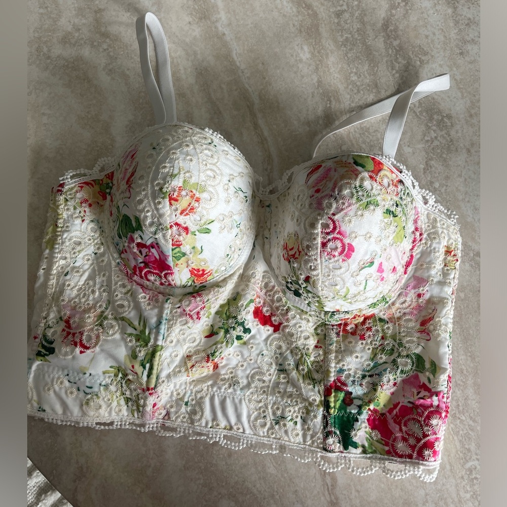 No brand Floral lace bustier